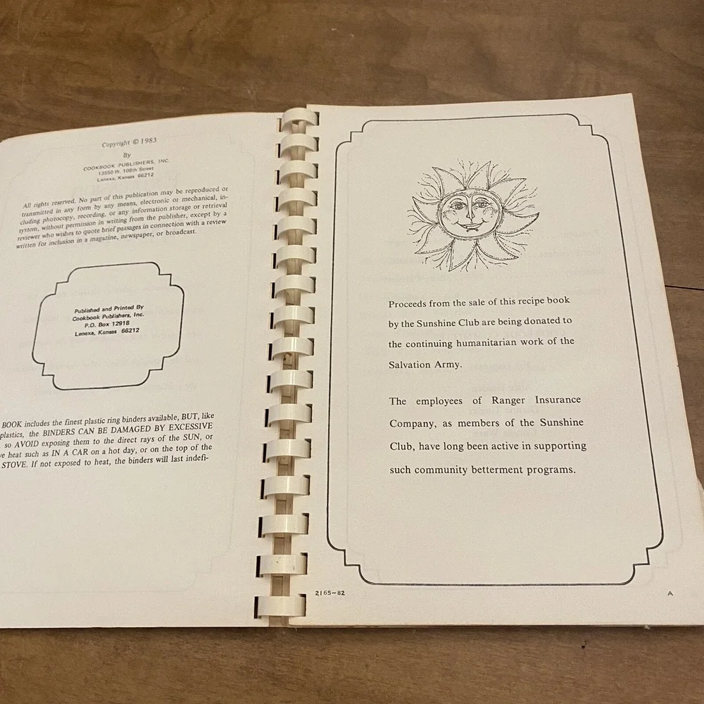 Incredible Edibles Cookbook 1983 Houston Texas Ranger Sunshine Club Vintage